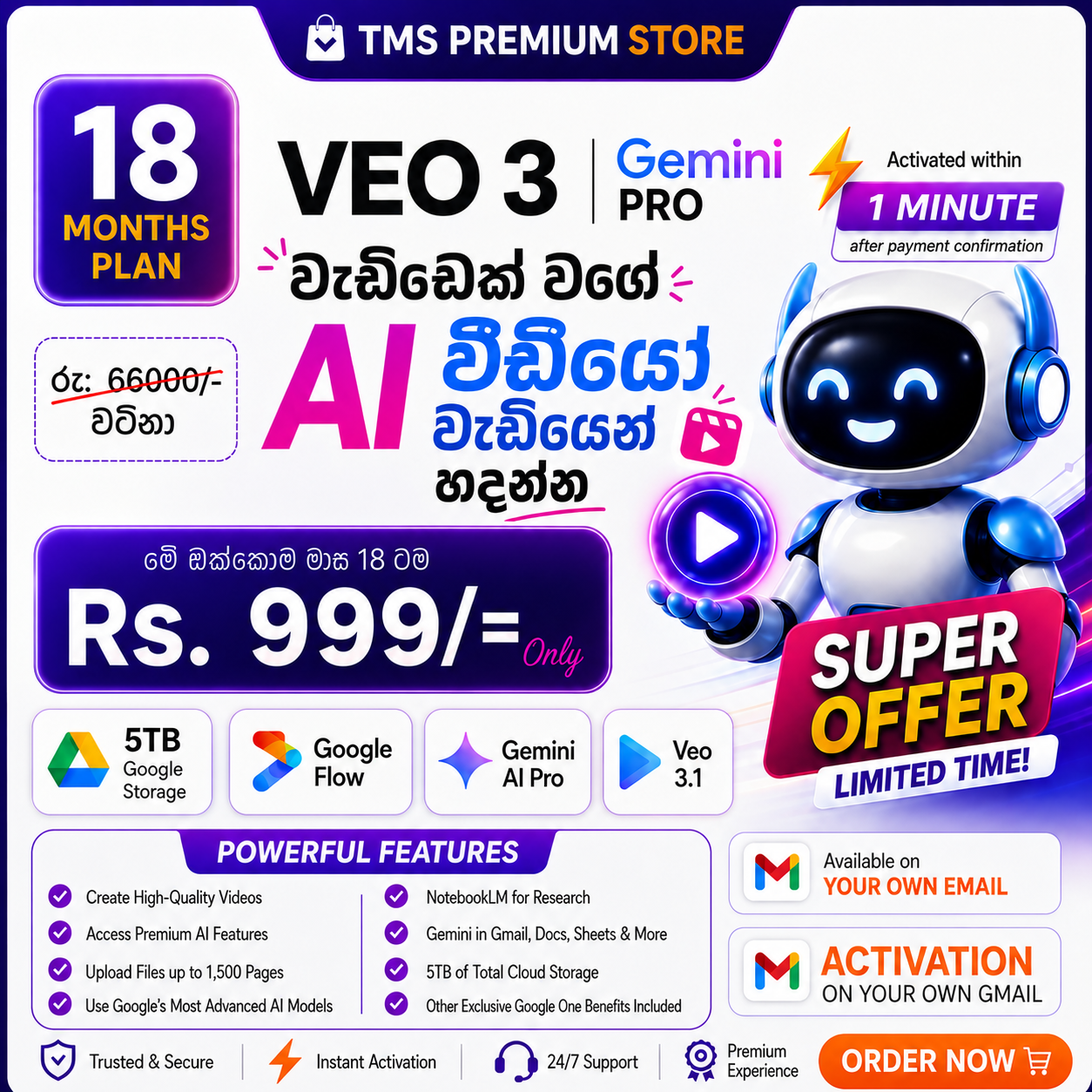 Google AI Pro Offer – VEO 3, Gemini Pro – TMS Premium Store